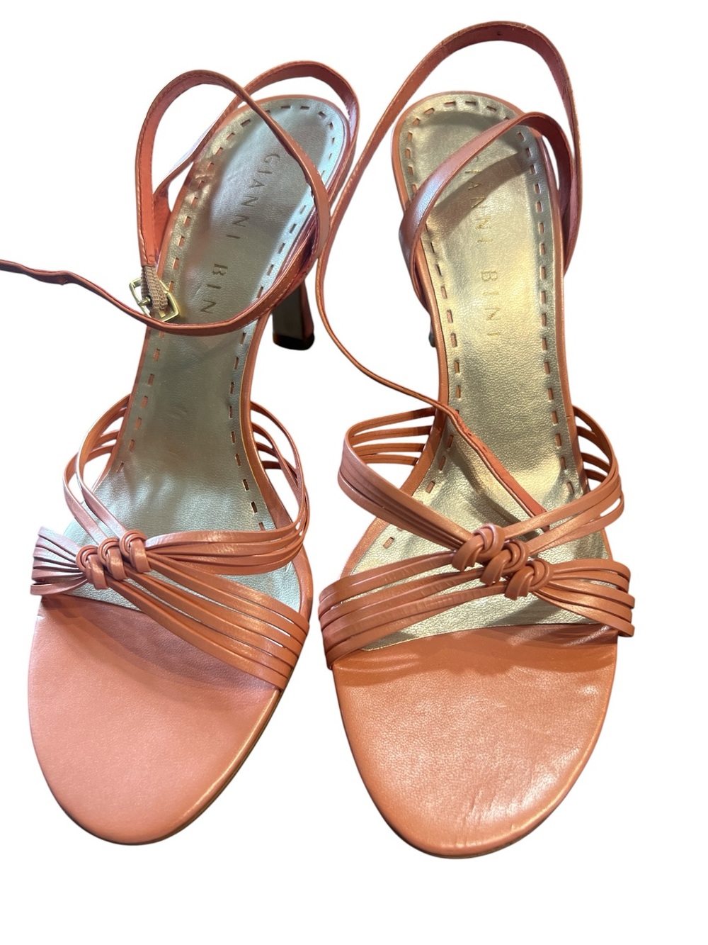 Gianni Bini Peach Knot-Strap Heeled Sandals NEW